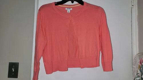 Old Navy Coral Cropped Cardigan Sz M - photo 3