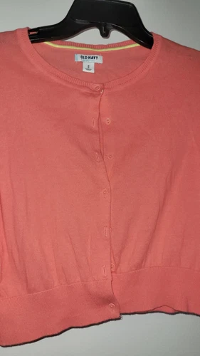 Old Navy Coral Cropped Cardigan Sz M - photo 5
