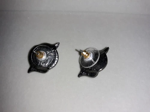 Black Metal and Rhinestone Stud Earrings - photo 3