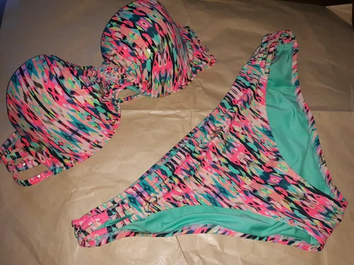 Shade & Shore Bandeau Underwire Bikini Sz 38B w/ XL bottoms