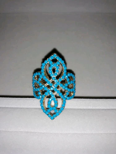 Turquoise Beads Stretch Ring