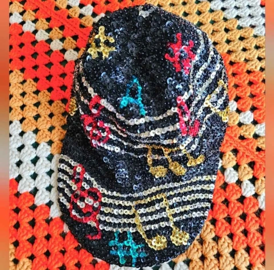 Vintage Sequin Music Note Baseball Cap - photo 3