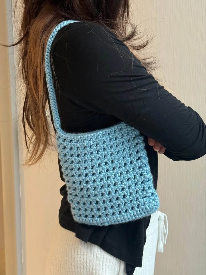 Sky Blue Crochet Shoulder Bag - photo 2