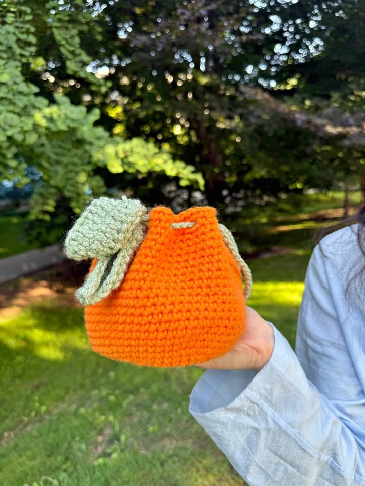 New Handmade Crochet Orange Bag