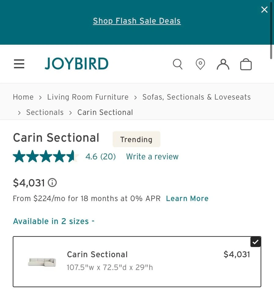 Joybird Carin Sectional - photo 3