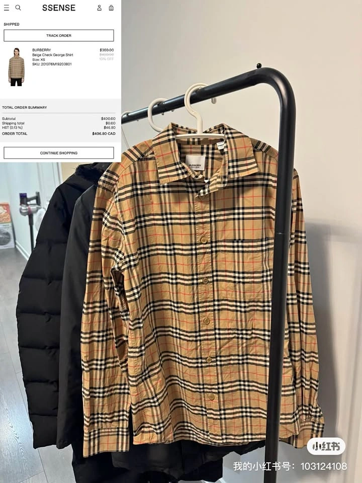 Burberry Beige Check George Shirt Men XS