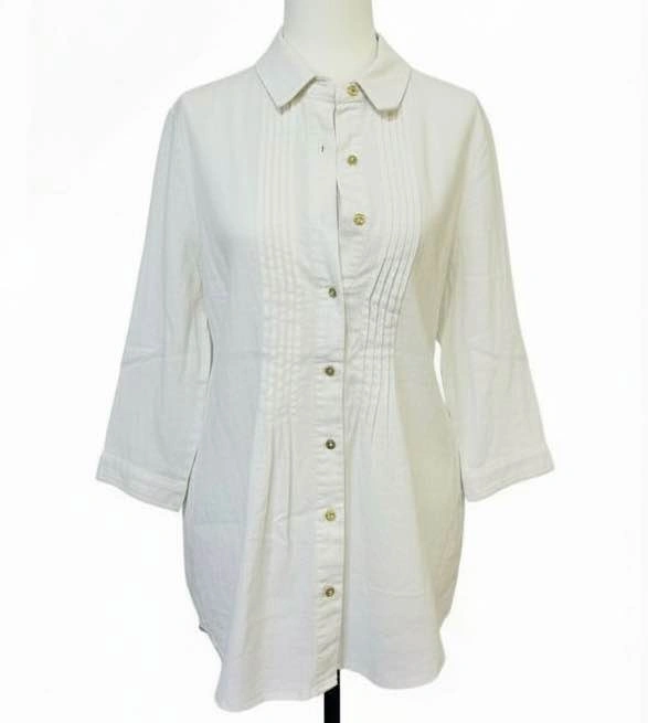 Traditions Linen Blend Size 10P Button Down Pintuck 3/4 Sleeve S - photo 3