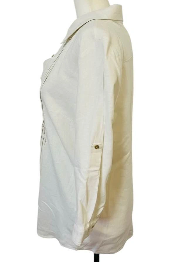 Traditions Linen Blend Size 10P Button Down Pintuck 3/4 Sleeve S - photo 5