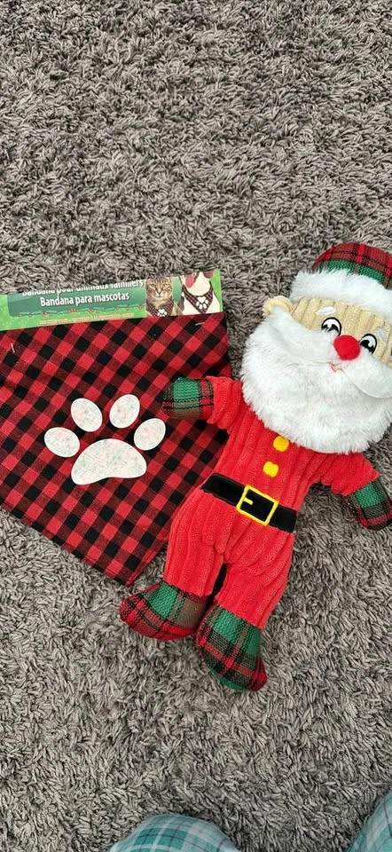 Bandana for pet and Santa Claus toy for dogs (new)