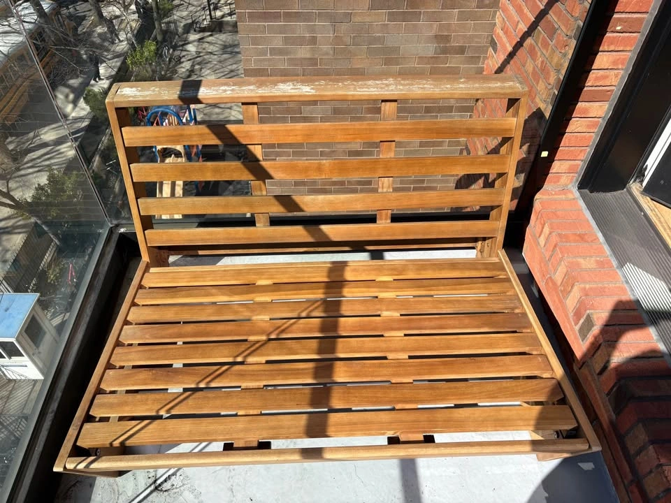 Acacia Wood Outdoor Loveseat / Bench with Cushion - photo 3