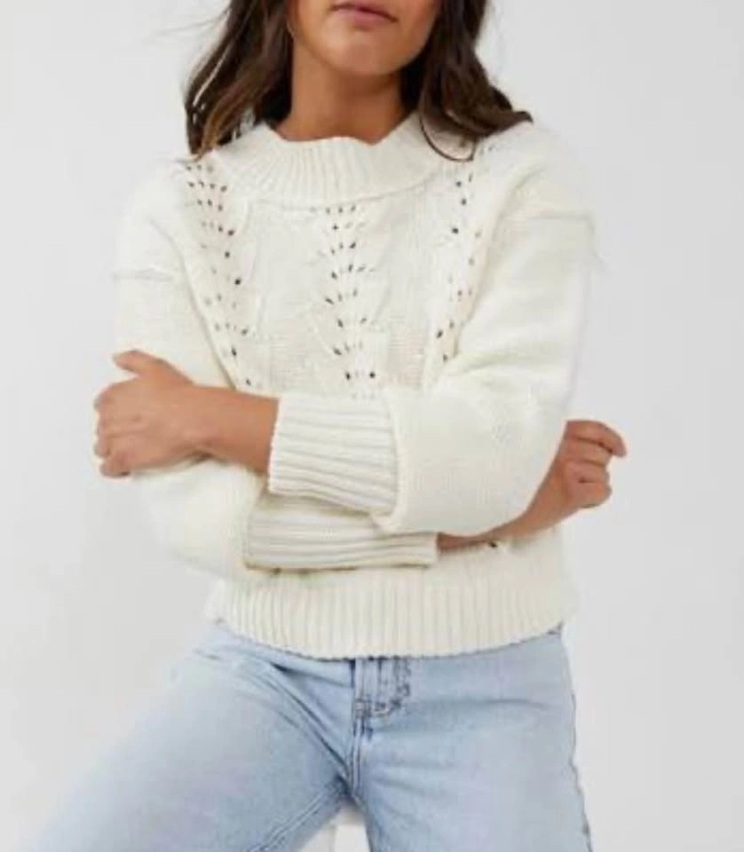 Free People Belle Song Size Small Pointelle Knit Sweater Cream I - photo 2