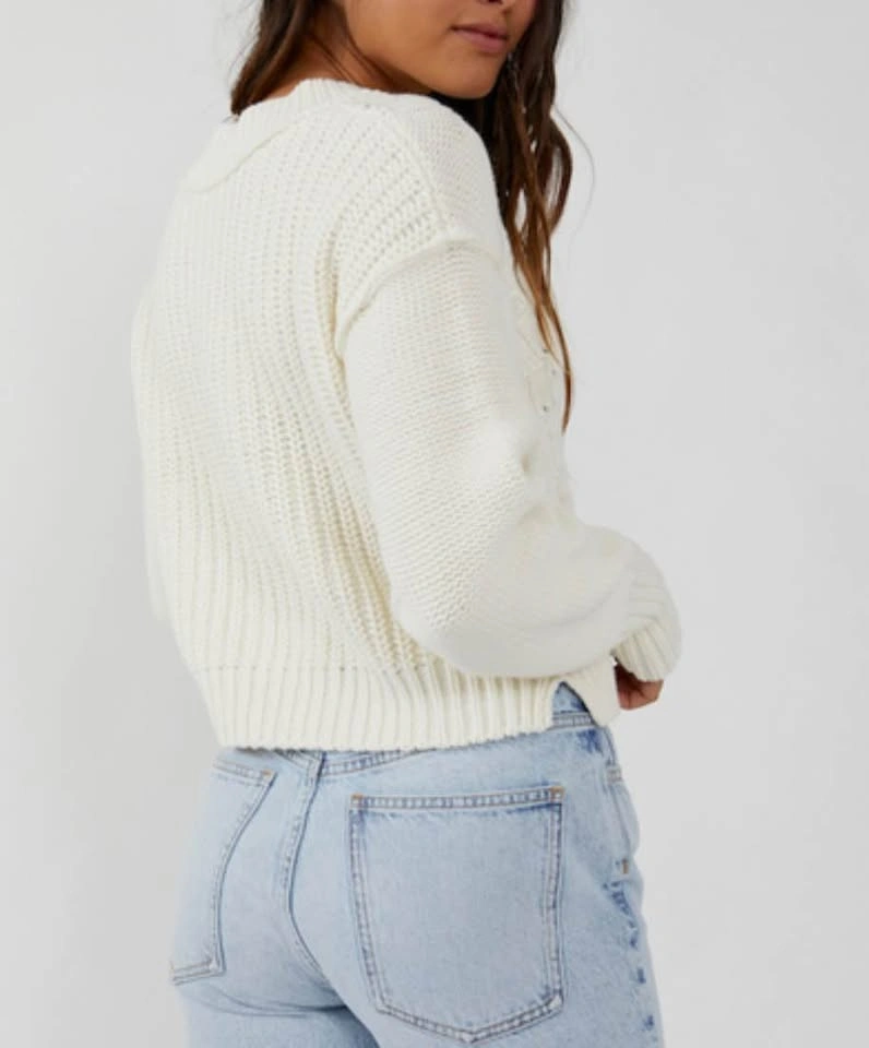Free People Belle Song Size Small Pointelle Knit Sweater Cream I - photo 3