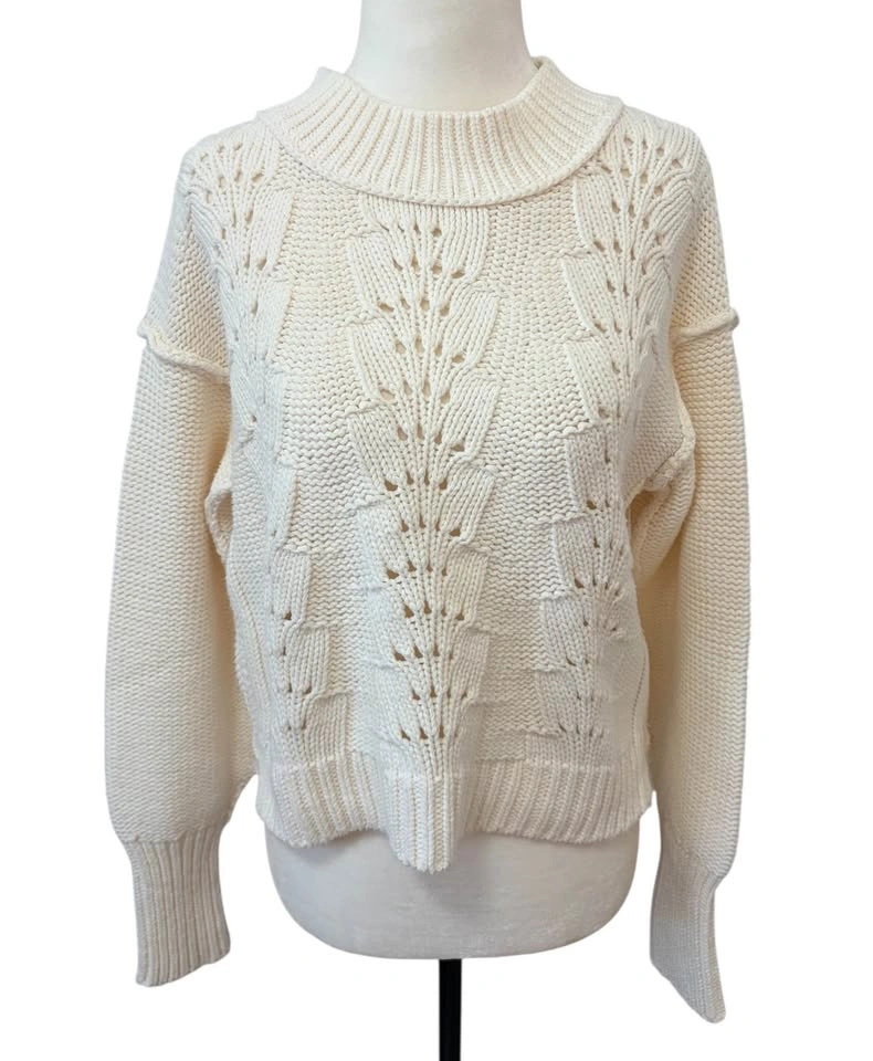 Free People Belle Song Size Small Pointelle Knit Sweater Cream I - photo 4