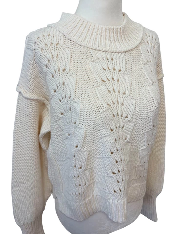 Free People Belle Song Size Small Pointelle Knit Sweater Cream I - photo 5