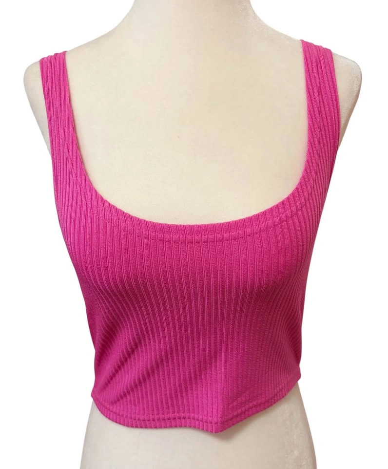 SHEIN Hot Pink Ribbed Scoop Neck Crop Top Tank XS Barbiecore - photo 2
