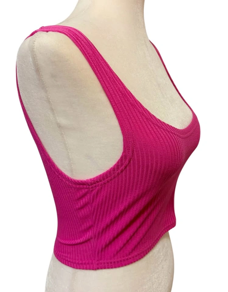 SHEIN Hot Pink Ribbed Scoop Neck Crop Top Tank XS Barbiecore - photo 3
