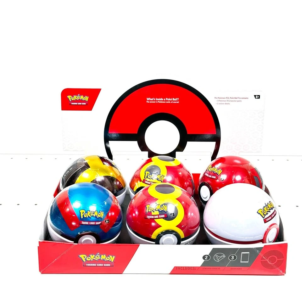 Pokemon Poke Ball Tins - 6 Balls in Display