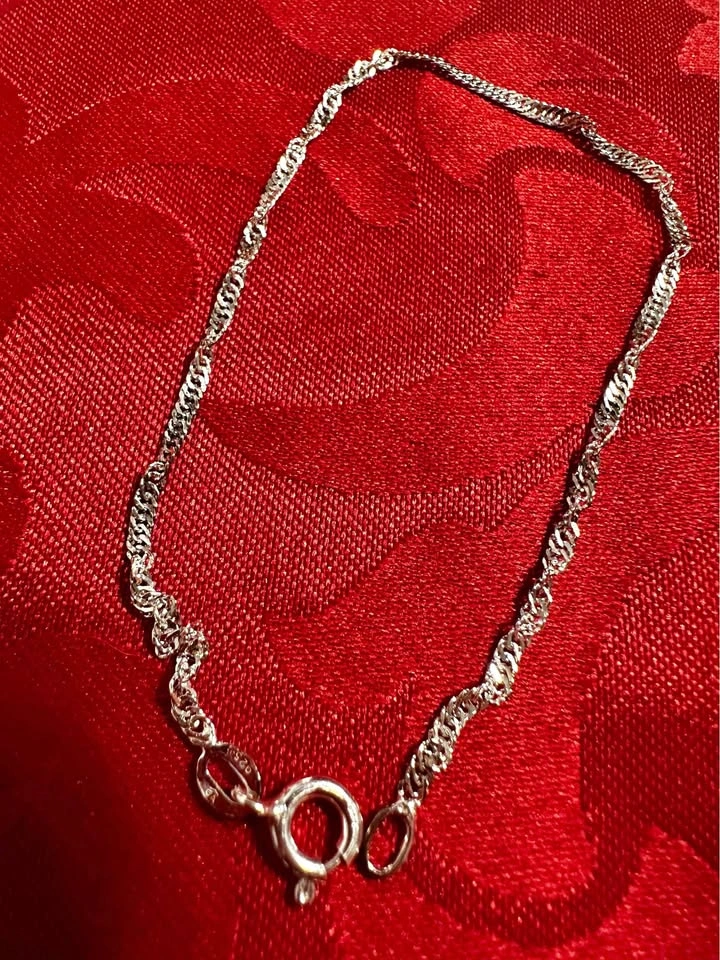 Sterling Silver 925 Twisted Chain Bracelet 7 Inch