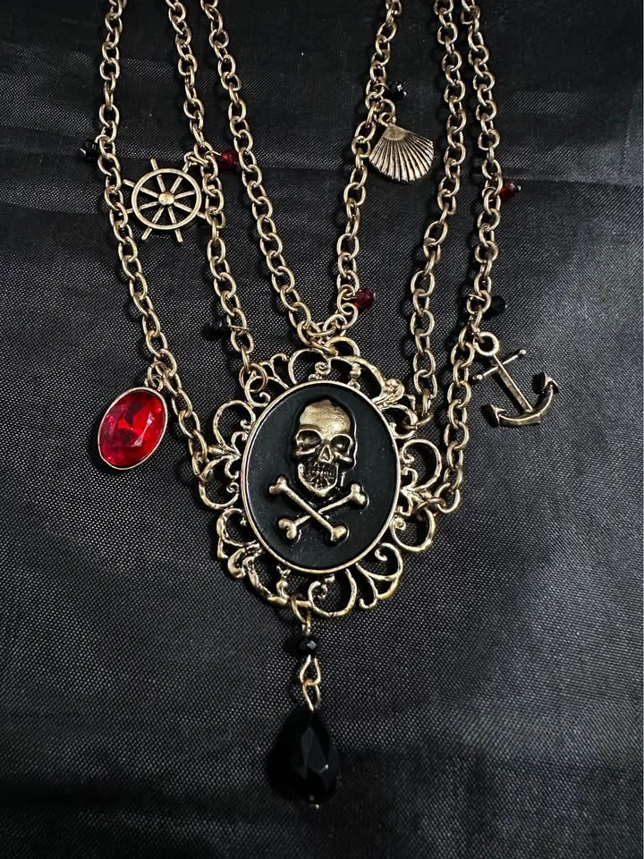 Pirate Skull Layered Necklace w/ Nautical Charms - photo 2