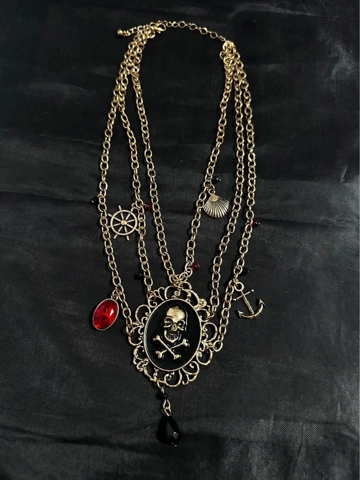 Pirate Skull Layered Necklace w/ Nautical Charms - photo 3