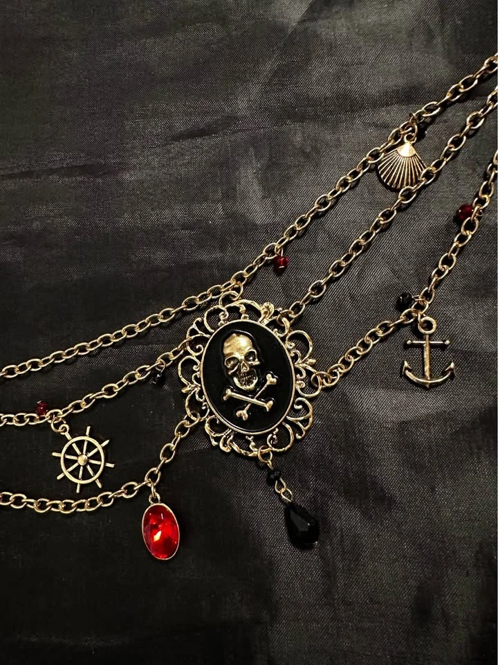 Pirate Skull Layered Necklace w/ Nautical Charms - photo 4