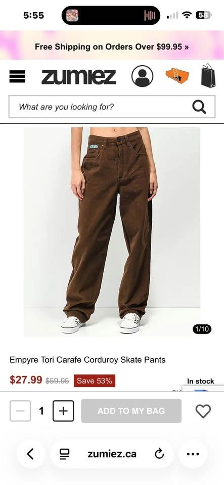 NWT Empyre Corduroy Black Skater Pants Size 5 - photo 5