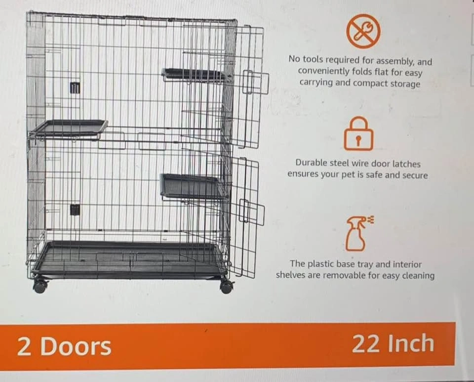 3-Tier Cat Cage Playpen Kennel - 36x22x51" - photo 2