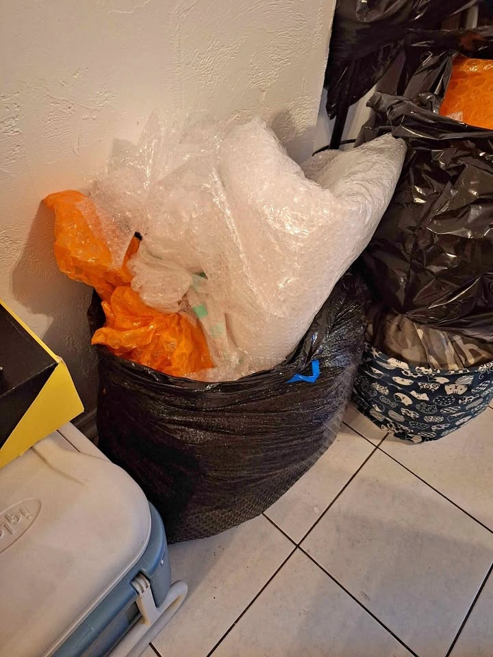 Bubble wrap, packing peanuts, shredded paper