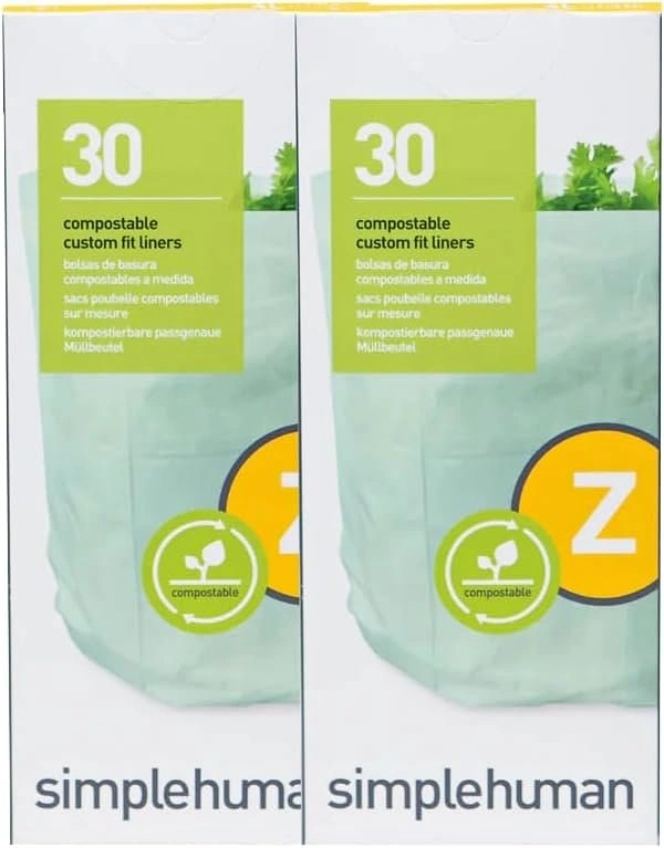 SimpleHuman Compostable Custom Fit Liners - 2 Packs of 30 (60 to