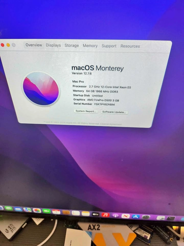 Apple MacPro 2.7GHz 12-Core Xeon, 64GB RAM, 512GB SSD