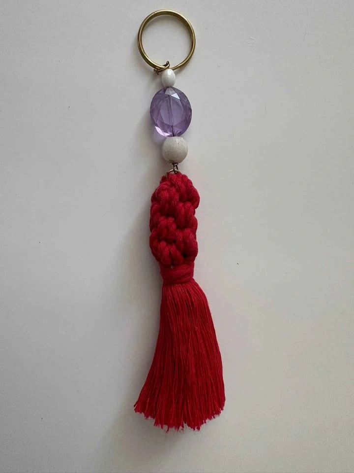 6 Gemstone Tassel Macrame Keychains - $50 - photo 3