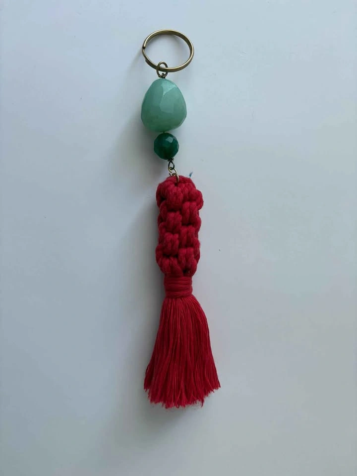 6 Gemstone Tassel Macrame Keychains - $50 - photo 4