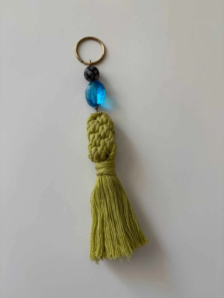 6 Gemstone Tassel Macrame Keychains - $50 - photo 5