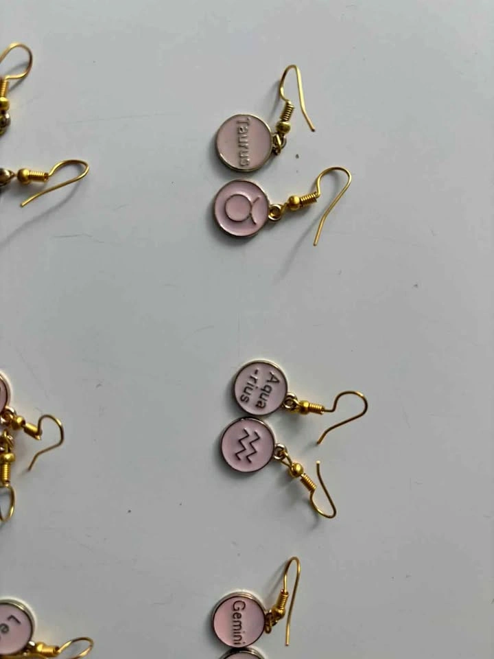 15 Mixed Zodiac Earrings - Pink and Dark Pink - photo 2