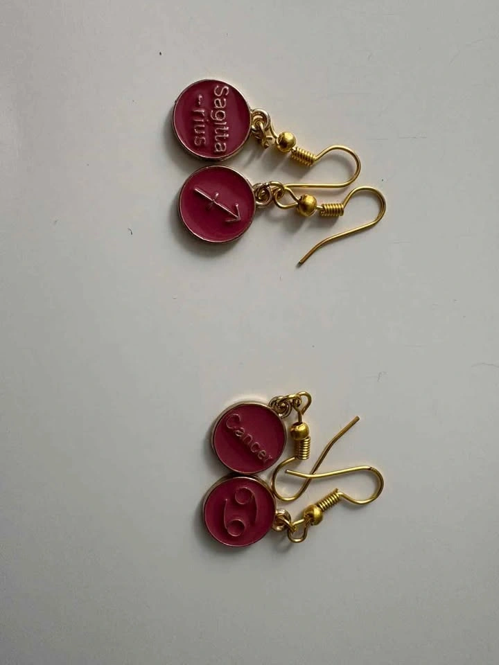 15 Mixed Zodiac Earrings - Pink and Dark Pink - photo 3