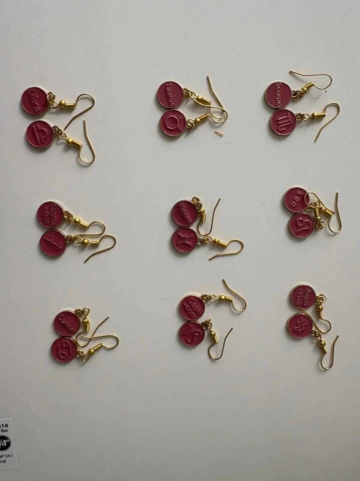 15 Mixed Zodiac Earrings - Pink and Dark Pink