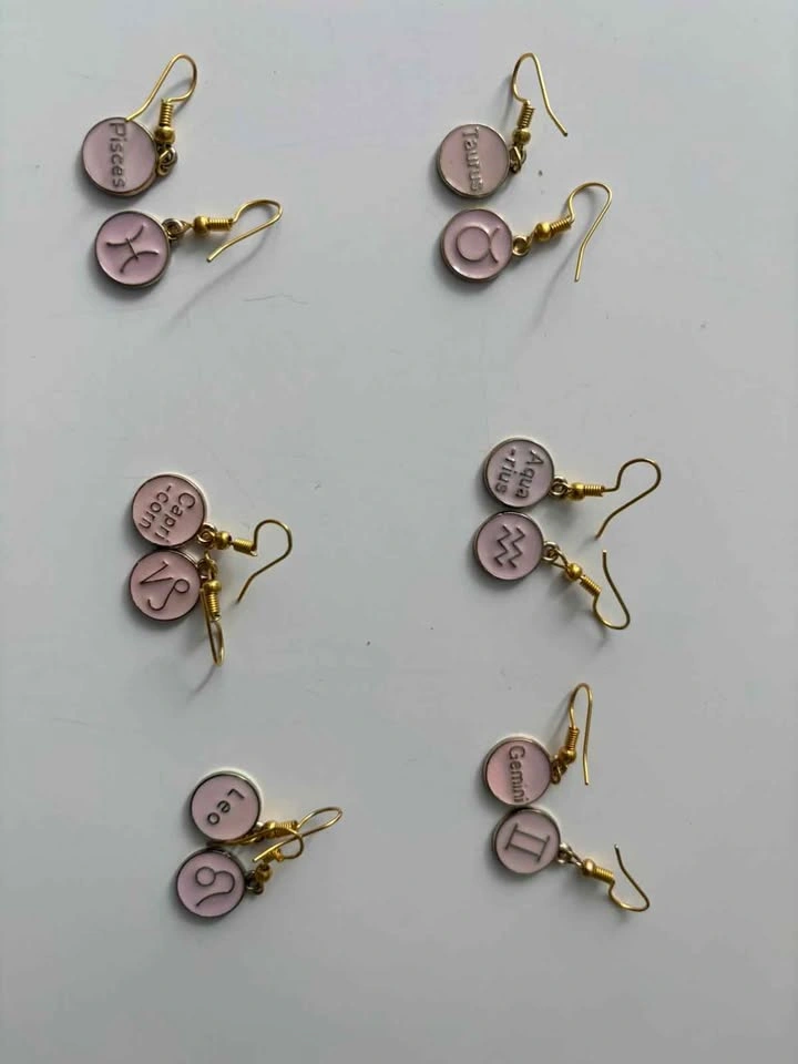 15 Mixed Zodiac Earrings - Pink and Dark Pink - photo 4