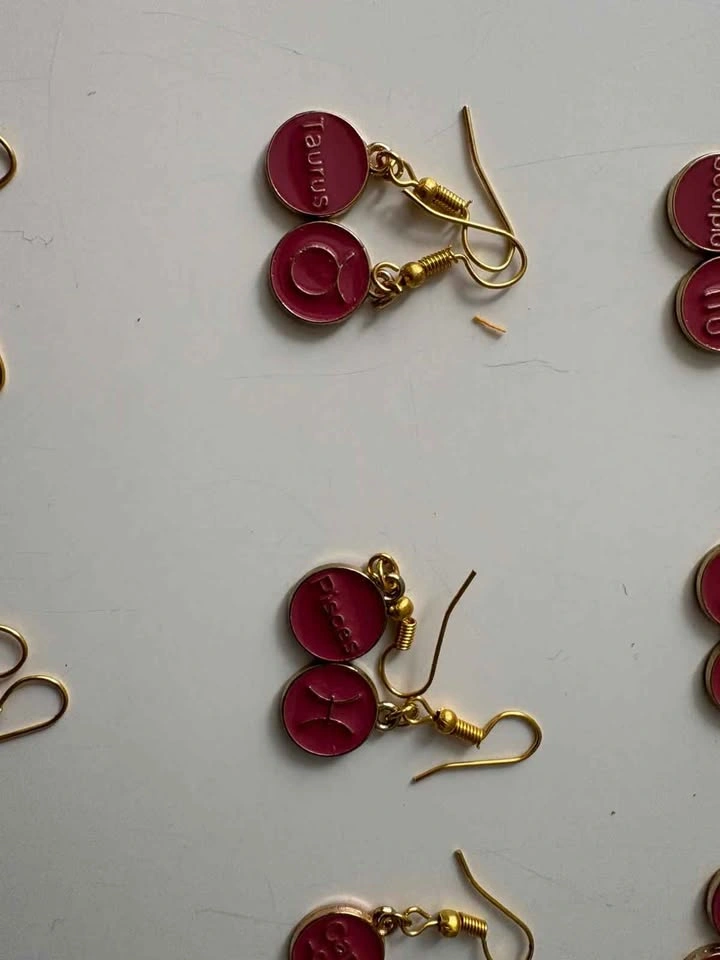 15 Mixed Zodiac Earrings - Pink and Dark Pink - photo 5