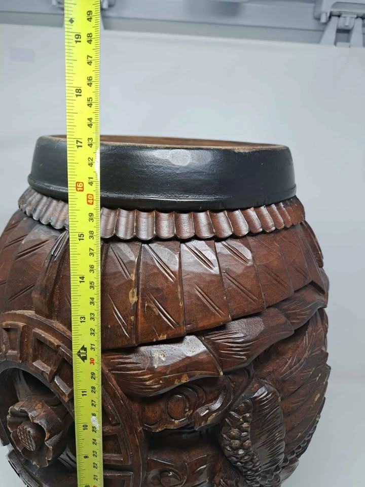 Rosewood Vintage Barrel Stool Dragon Bird Motif - photo 3