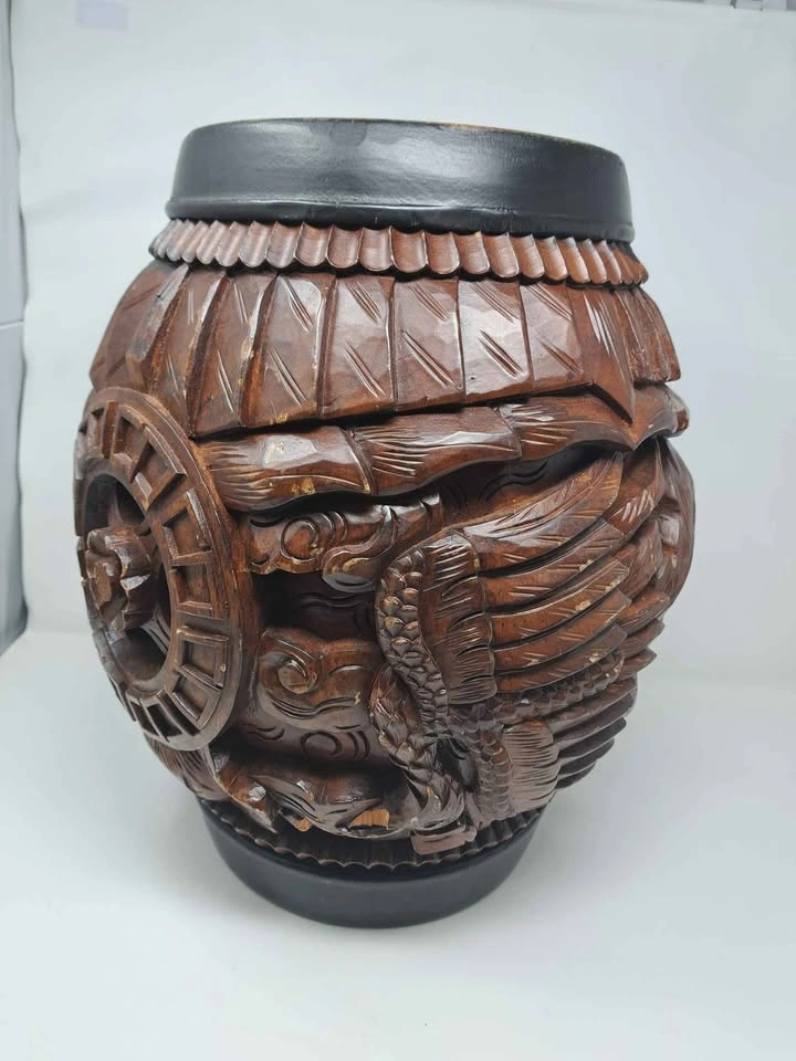 Rosewood Vintage Barrel Stool Dragon Bird Motif - photo 4