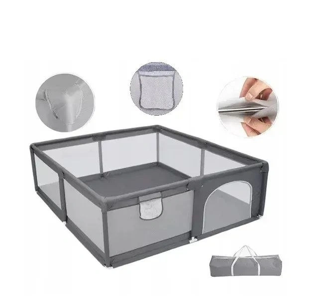 XL Pet Playpen with Gate - 180x150x68cm Grey - photo 4