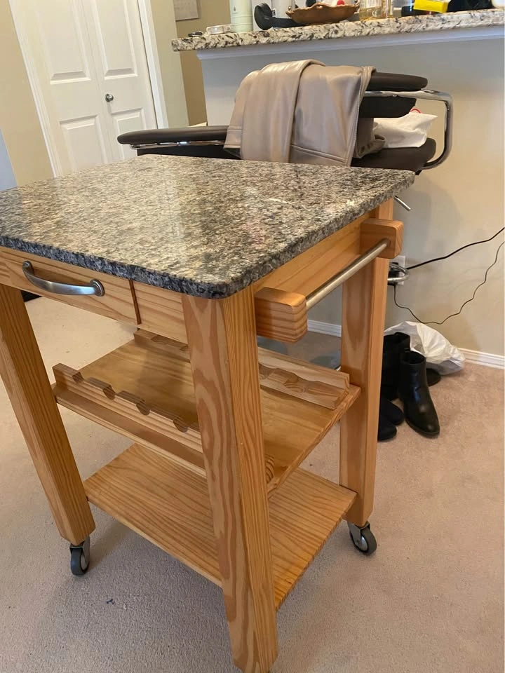 Wooden Kitchen Island Cart with Granite Countertop - photo 2