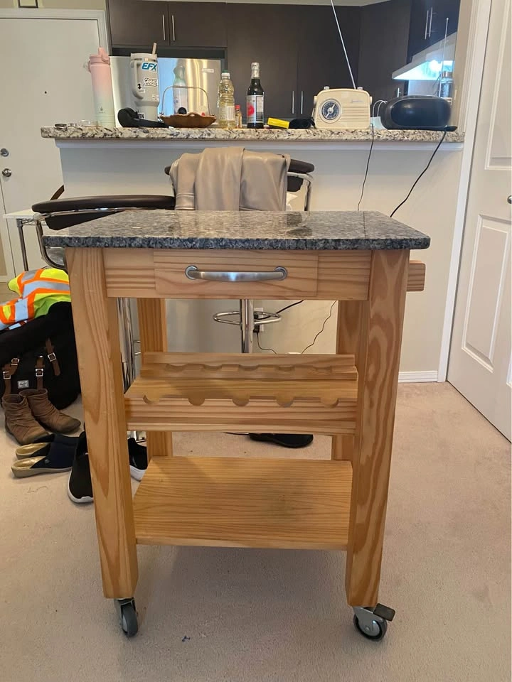 Wooden Kitchen Island Cart with Granite Countertop - photo 3