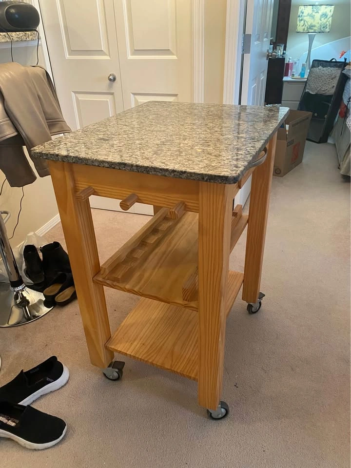 Wooden Kitchen Island Cart with Granite Countertop - photo 4