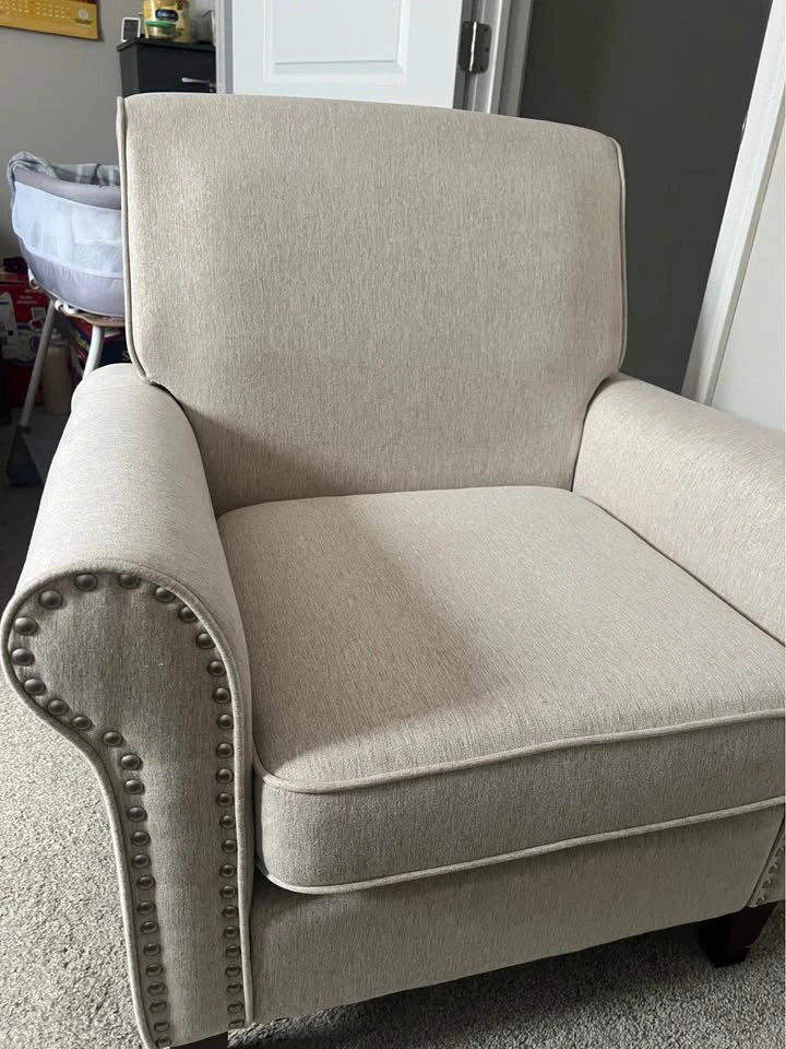 Cream Beige Accent Armchair Nailhead Trim - photo 4