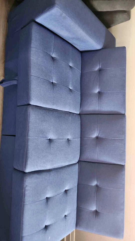 Blue Tufted Modular Sofa