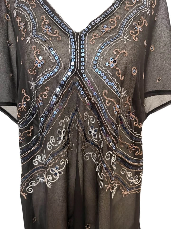MXM Black Plus Size 2X Embellished Sheer Kaftan Tunic Top - photo 3