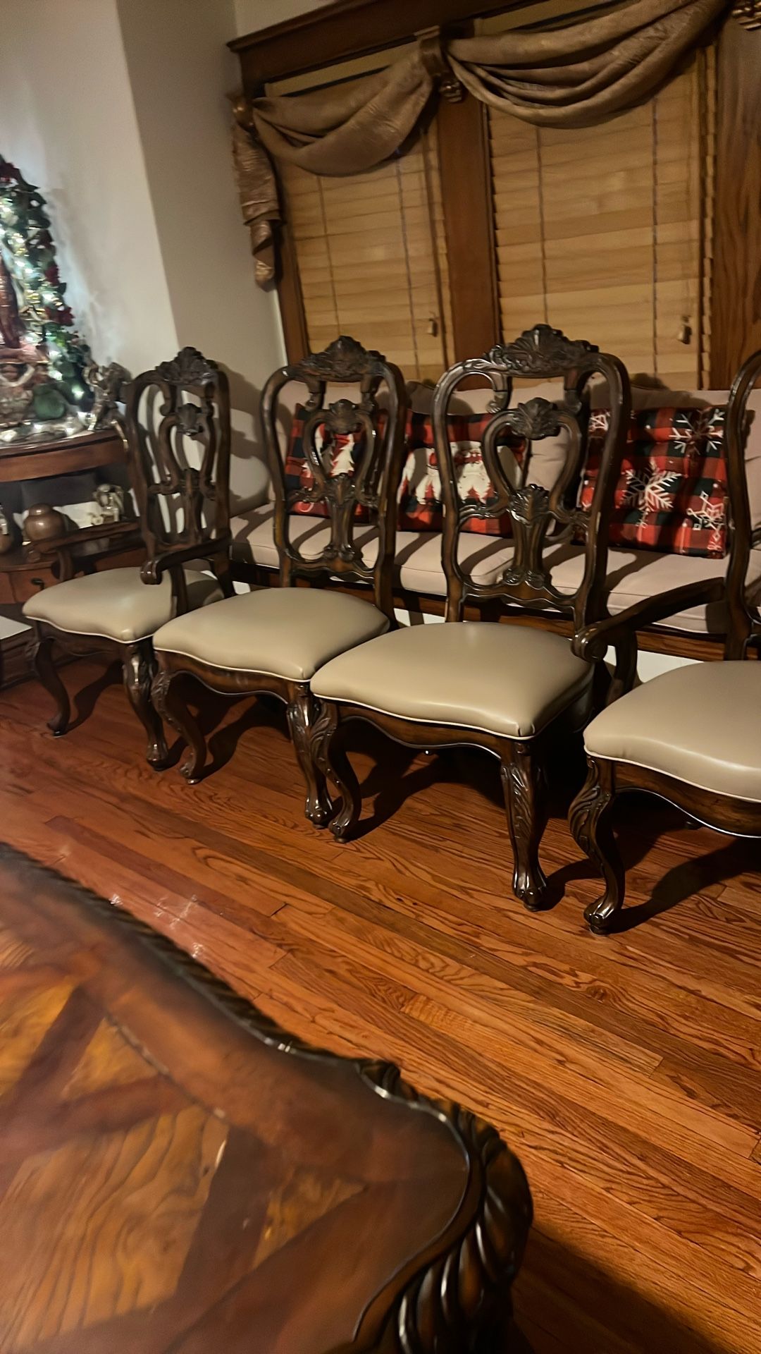 Dining Set w/ 6 Newly Upholstered Chairs - Custom Wood - photo 2