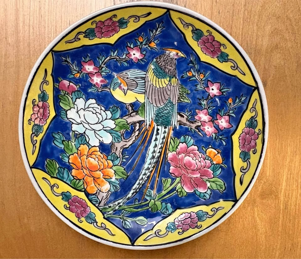 Vintage Japanese Decorative Plate Bird Flower Design