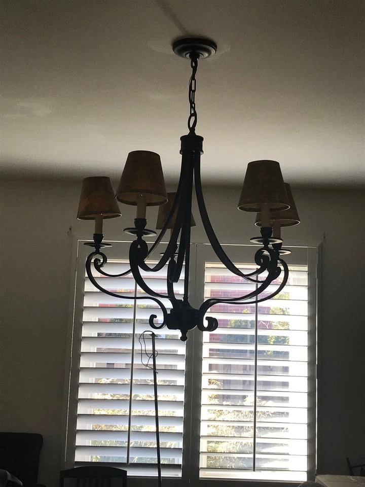 Dark Metal 5-Light Chandelier with Shades - photo 2